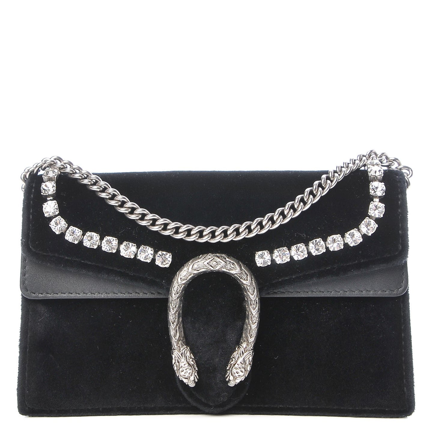 Velvet Crystal Super Mini Dionysus Shoulder Bag Black