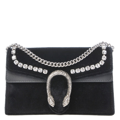Gucci Velvet Crystal Super Mini Dionysus Shoulder Bag Black 1 of 7