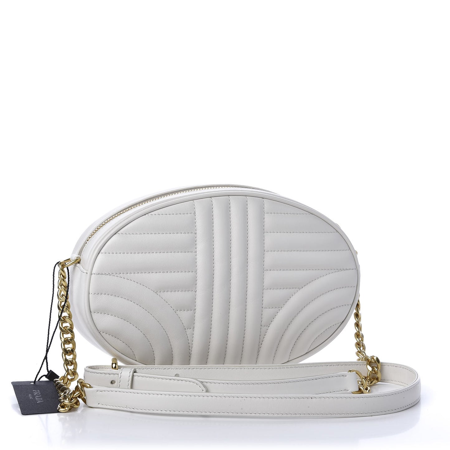 Soft Calfskin Impunture Diagramme Chain Crossbody White