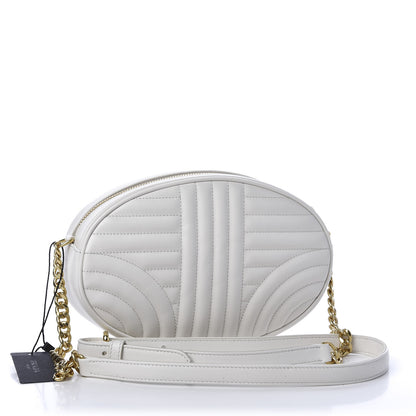 Prada Soft Calfskin Impunture Diagramme Chain Crossbody White 3 of 9