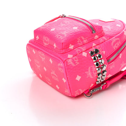 MCM Visetos Side Stud X-Mini Stark Bebe Boo Backpack Neon Pink 8 of 9