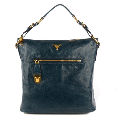 Prada Vitello Shine Hobo Denim 1 of 10