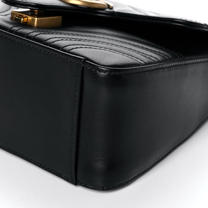 Gucci Calfskin Matelasse Mini GG Marmont Top Handle Shoulder Bag Black 10 of 11