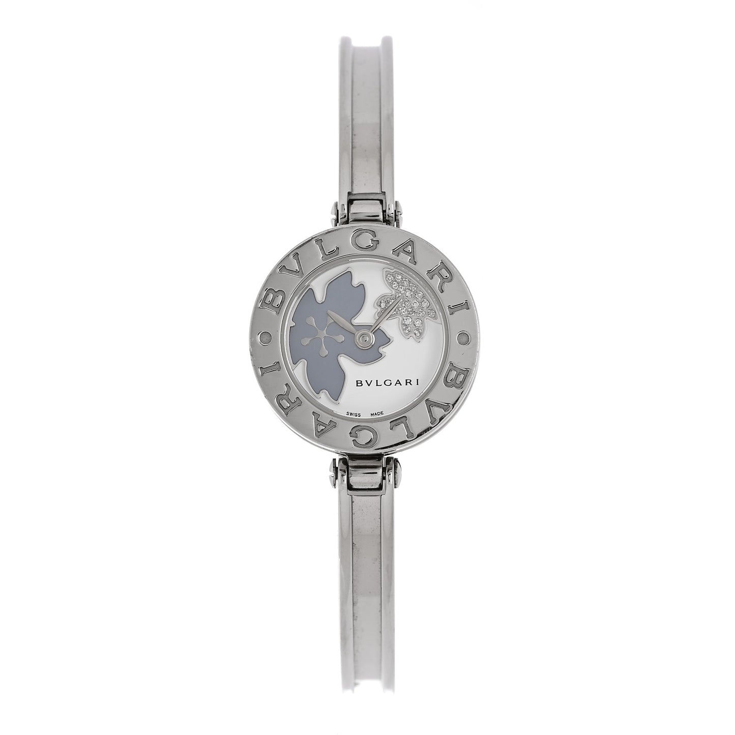 Stainless Steel Diamond Blue Mother of Pearl 22mm B.Zero1 Floral Quartz Watch