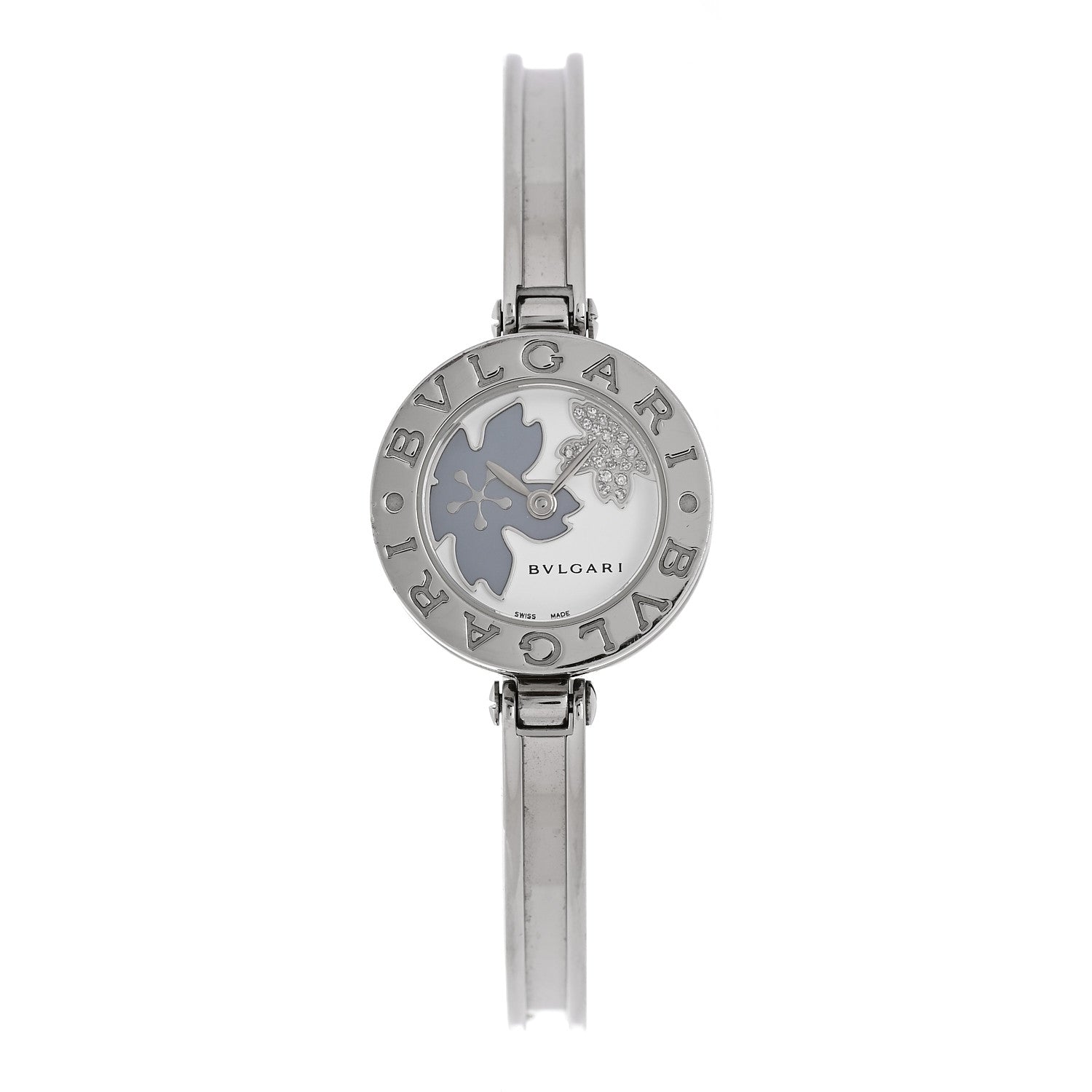 Bulgari Stainless Steel Diamond Blue Mother of Pearl 22mm B.Zero1 Floral Quartz Watch 1 of 4