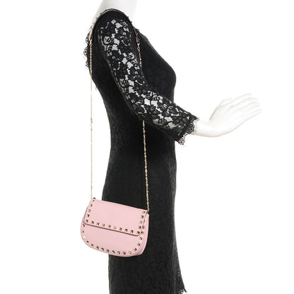 Valentino Garavani Vitello Mini Rockstud Crossbody Saddle Bag Water Rose 2 of 8
