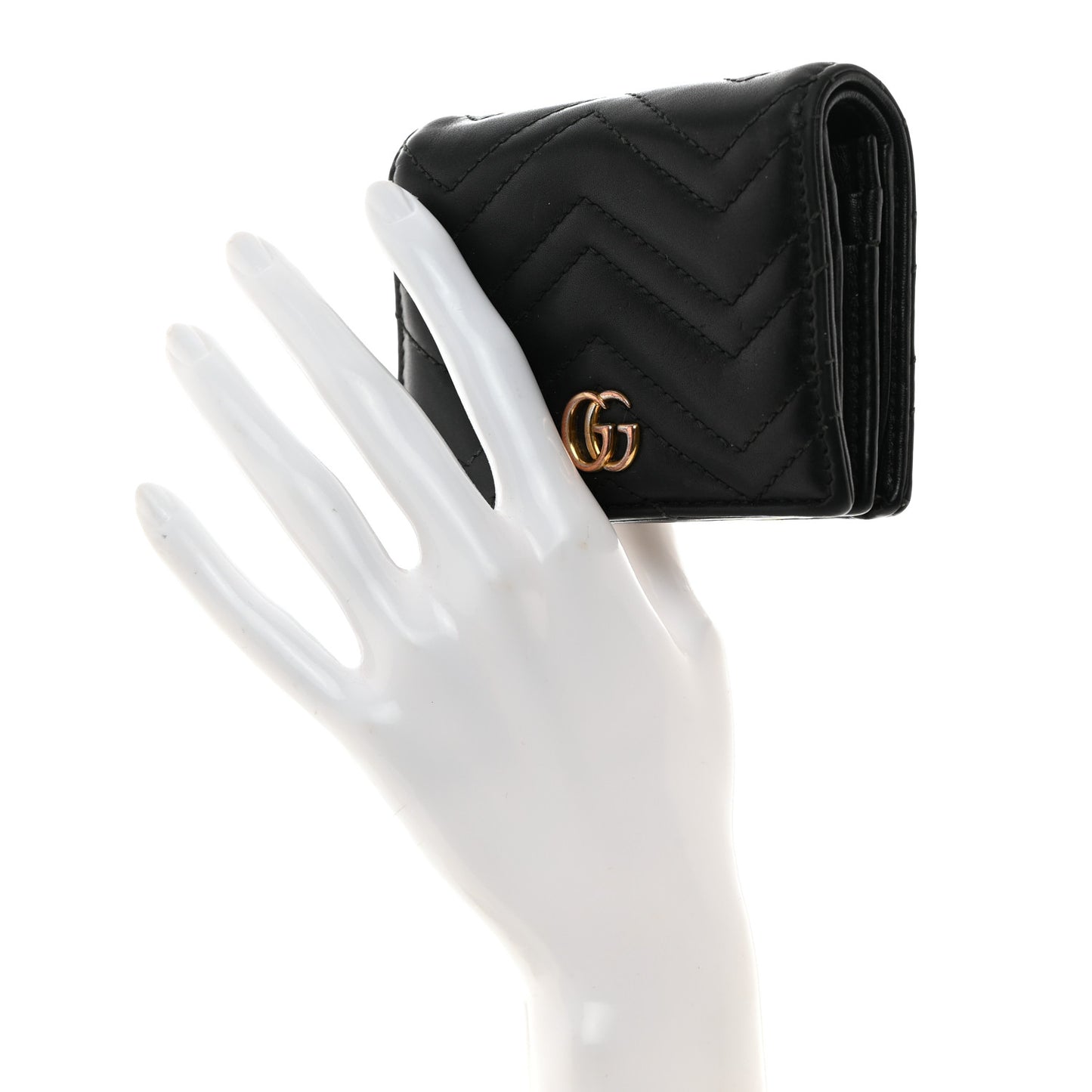 Calfskin Matelasse GG Marmont Card Case Black