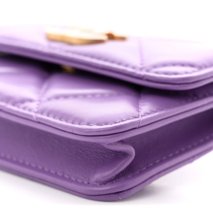 Chanel Lambskin Enamel Quilted Pending CC Flap Belt Bag Purple 10 of 10
