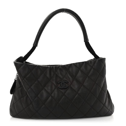 Chanel Calfskin Quilted Expandable Zip Shoulder Bag Black 1 of 10