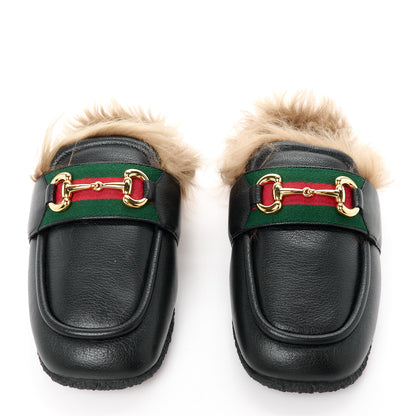 Gucci Calfskin Fur Mens Horsebit Slippers 10 Black 2 of 8