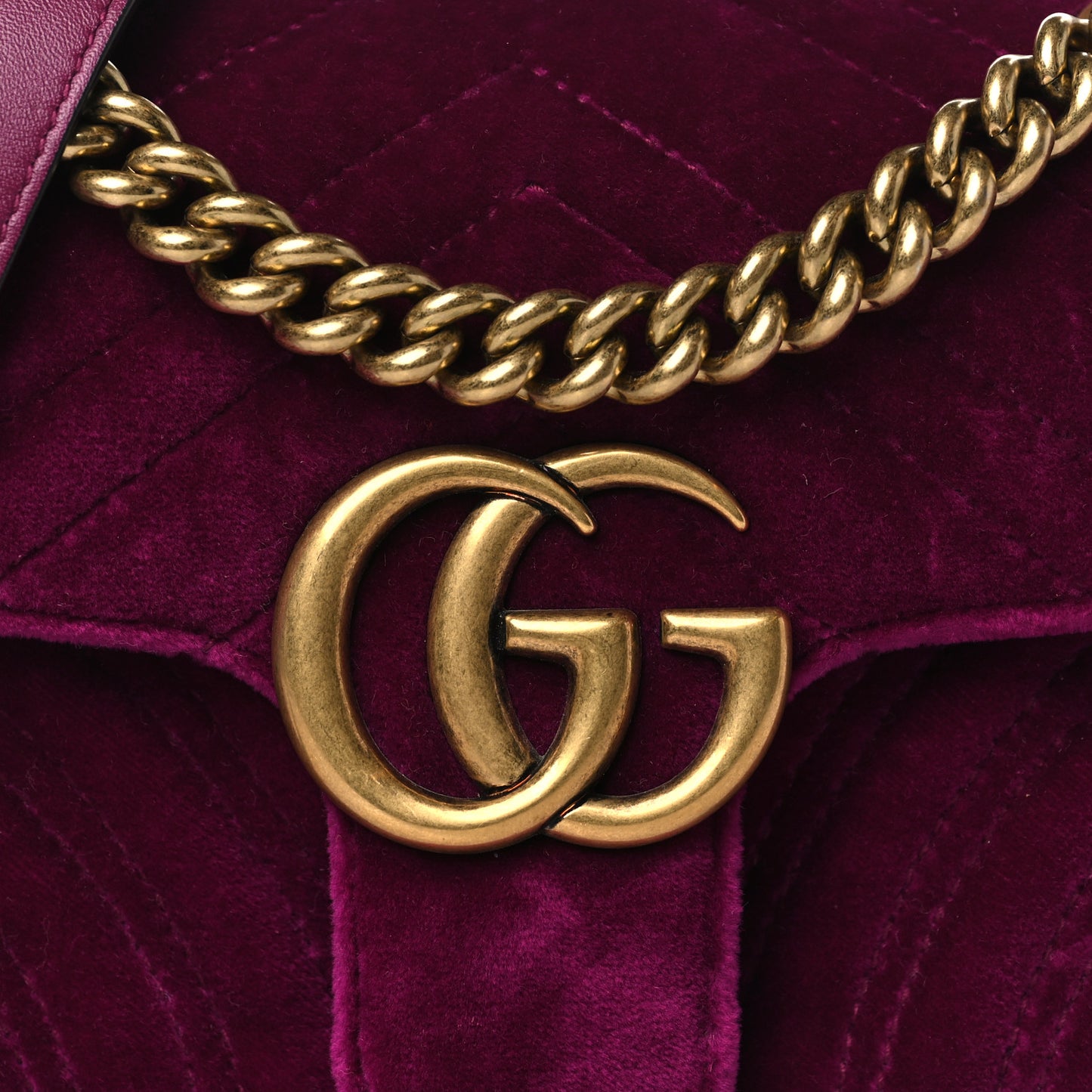 Velvet Matelasse Mini GG Marmont Shoulder Bag Fuchsia Violet Cyclamen