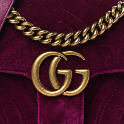 Gucci Velvet Matelasse Mini GG Marmont Shoulder Bag Fuchsia Violet Cyclamen 8 of 10