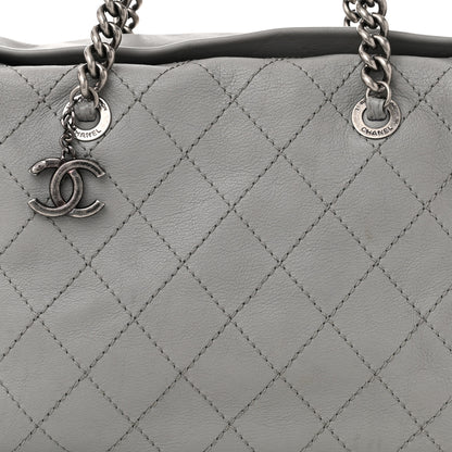 Chanel Calfskin Stitched Bowling Bag Grey 8 of 13