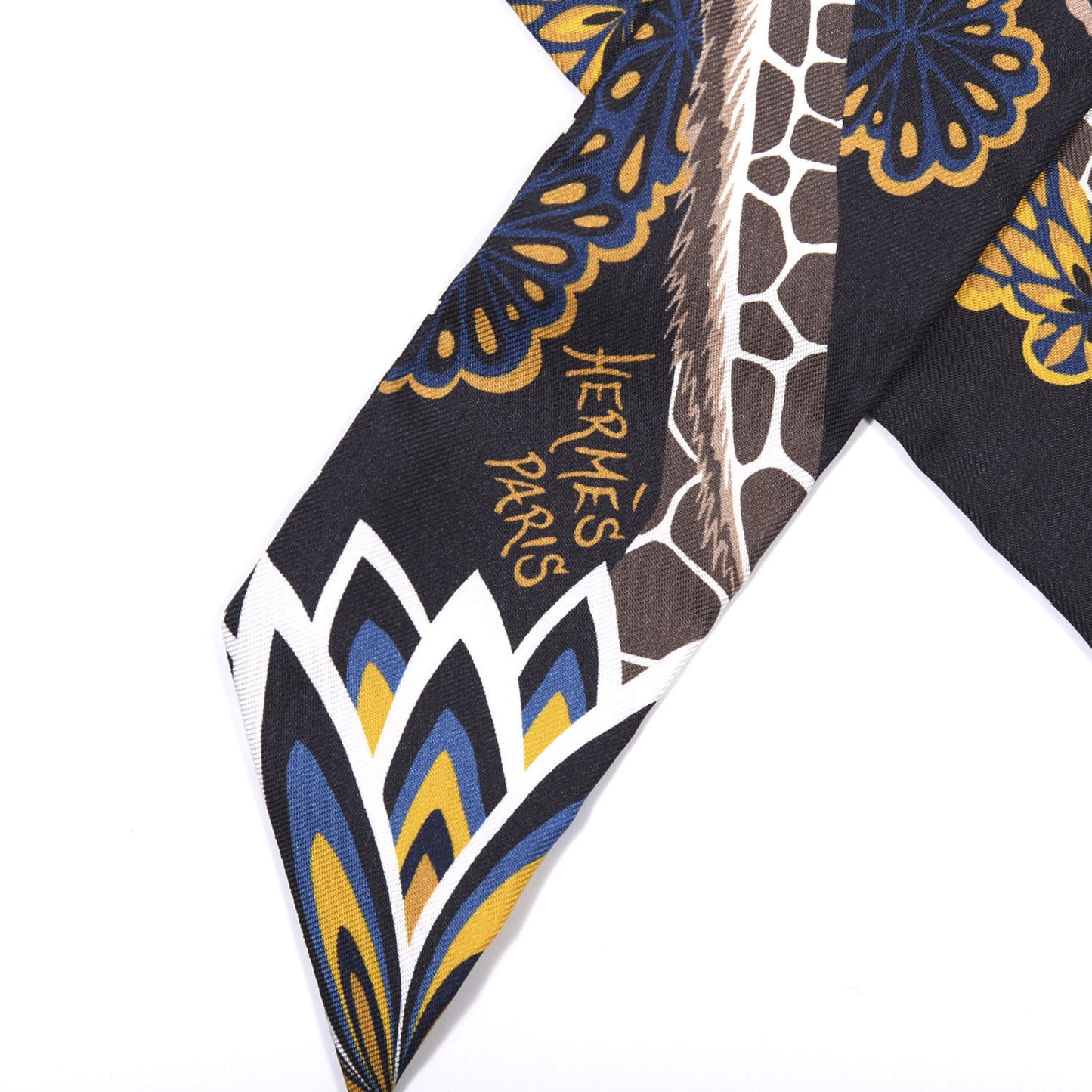 Silk Three Graces Twilly Black Gold Taupe