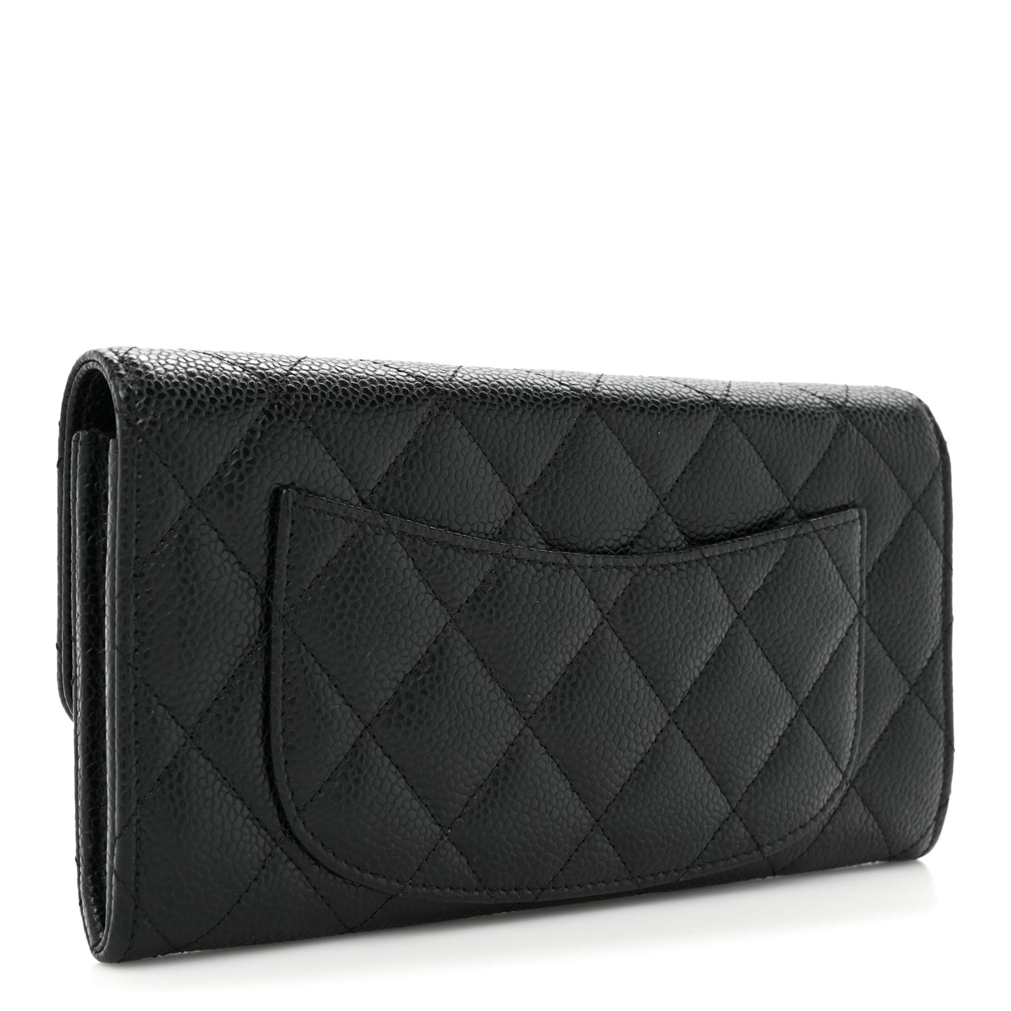 Caviar Quilted Large Flap Wallet Black