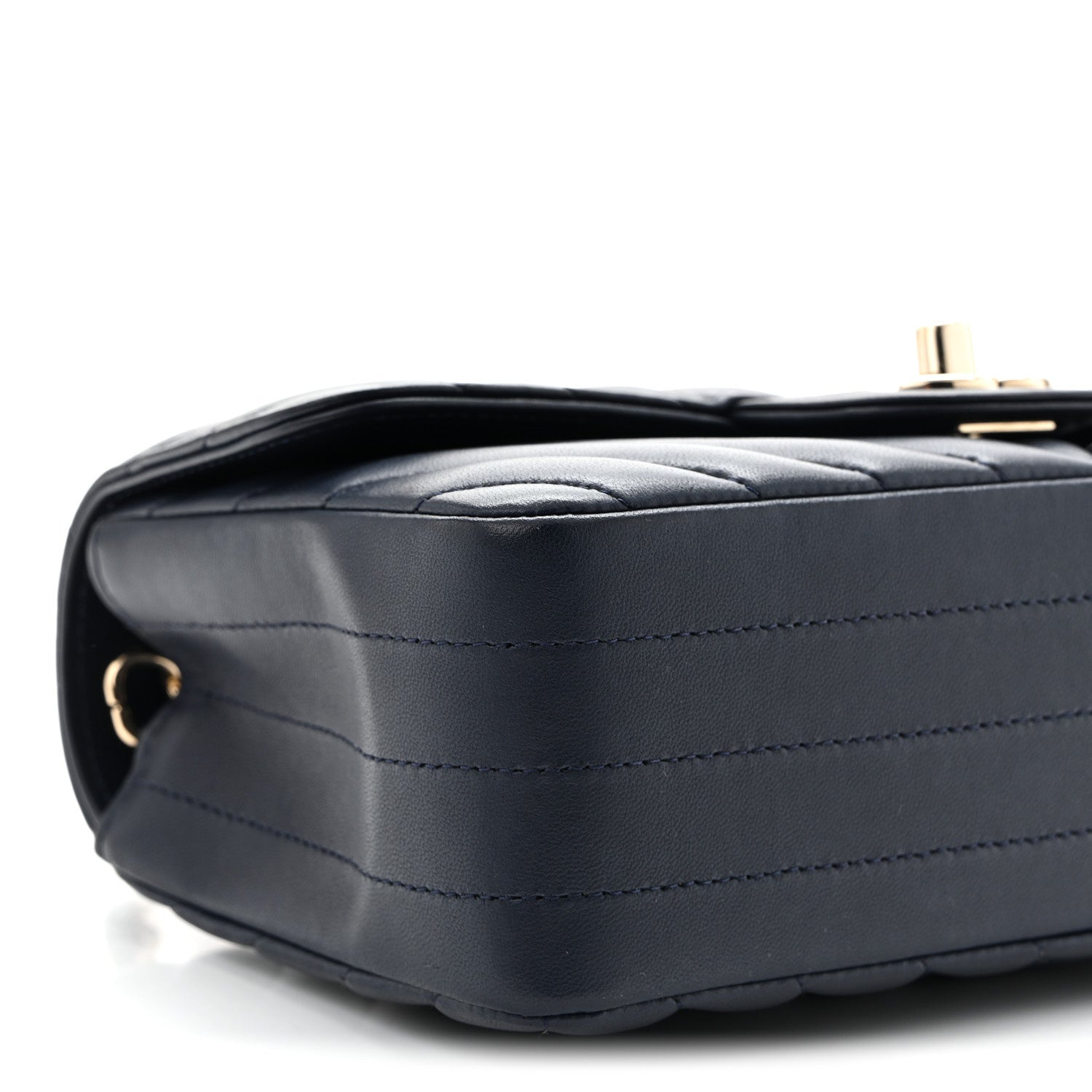 Chanel Lambskin Chevron Quilted Mini Rectangular Flap Navy 9 of 11