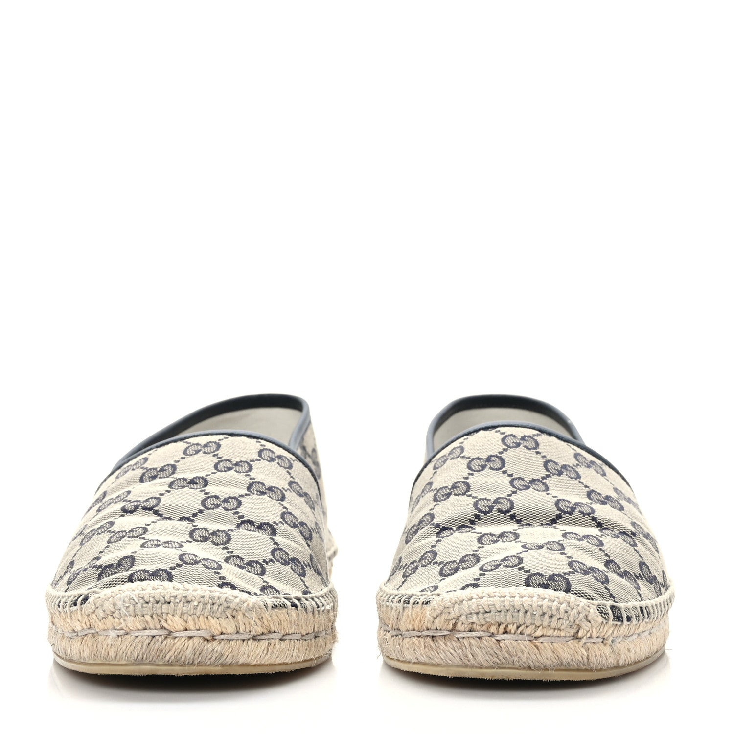 Gucci Monogram Miro Soft Calfskin Mens Espadrilles 12 Beige Blue 2 of 8