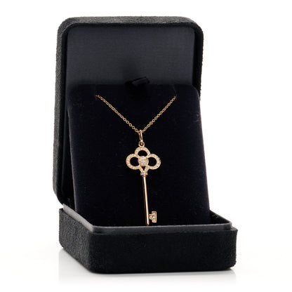 Tiffany 18K Rose Gold Diamond Crown Key Pendant Necklace 6 of 6