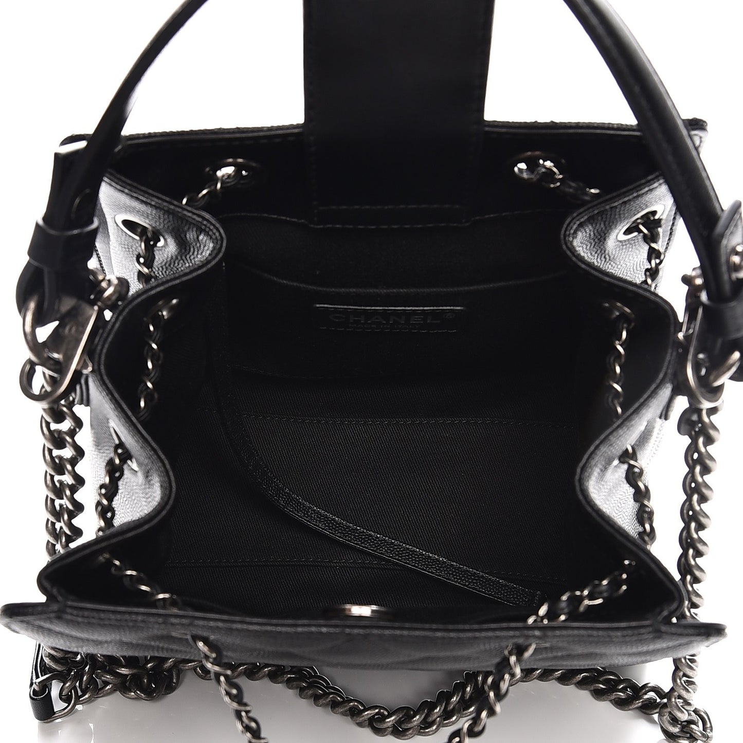 Caviar Quilted Small CC Bucket Bag Black