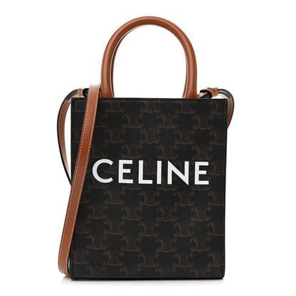Celine Triomphe Canvas Calfskin Mini Vertical Cabas Tan 1 of 10