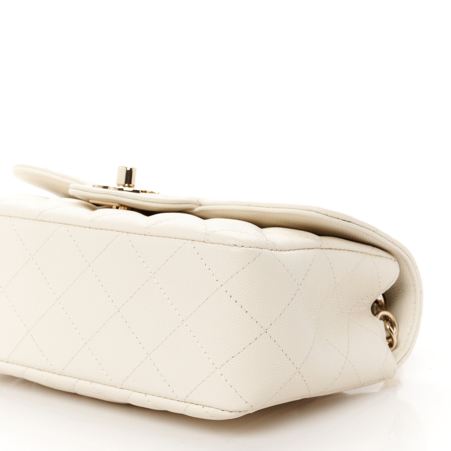 Caviar Quilted Mini Rectangular Flap White