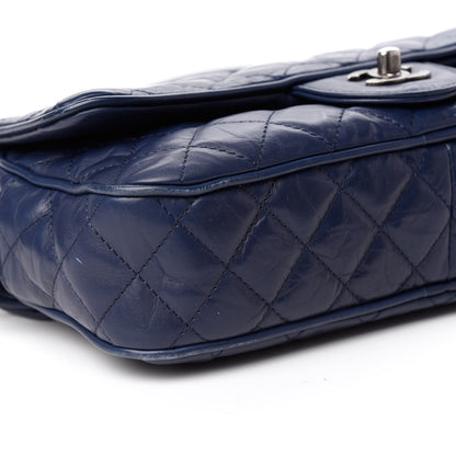 Chanel Aged Calfskin Quilted Medium Chain Detail Flap Navy Blue 7 of 15