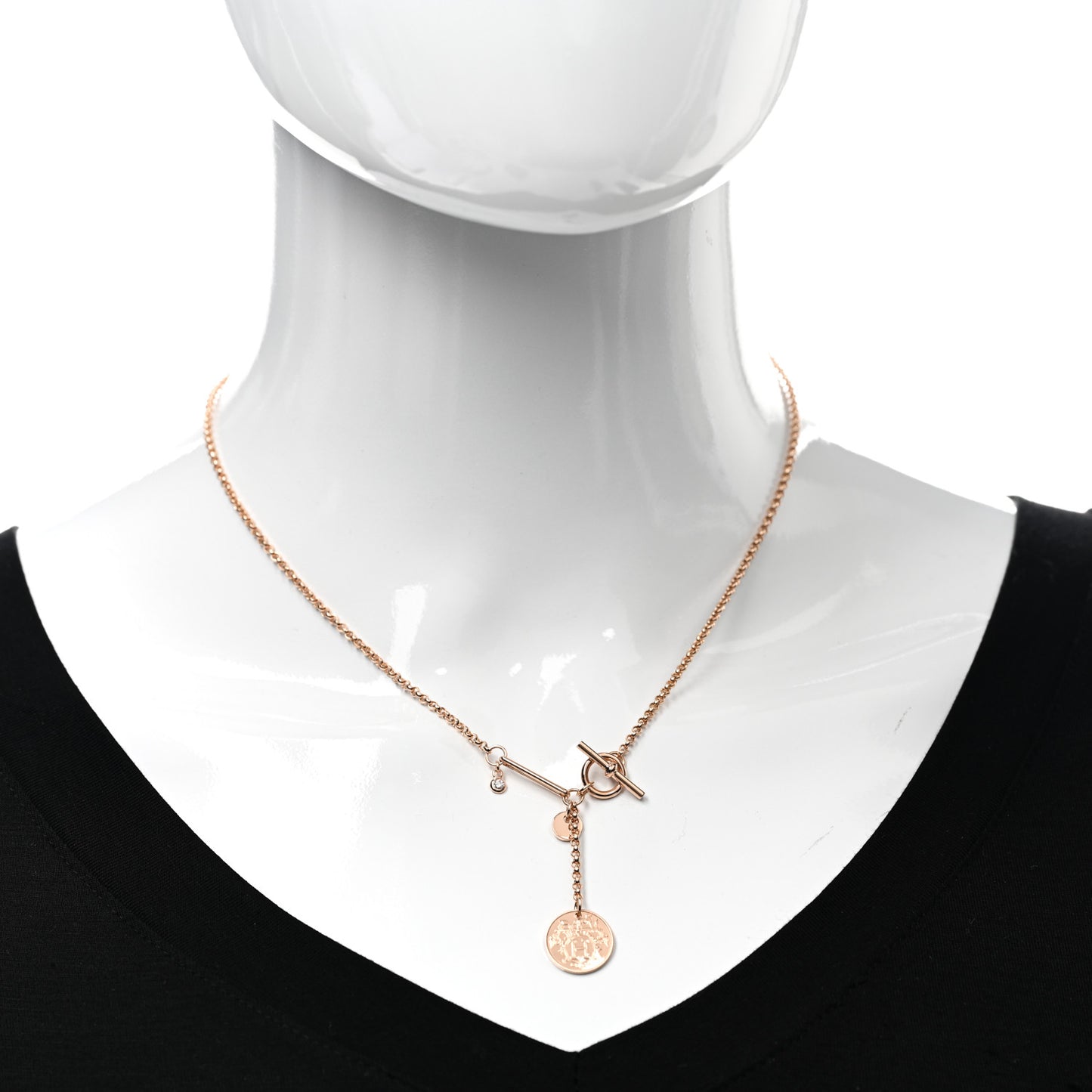 18K Rose Gold Diamond PM Ex-Libris Pendant Necklace