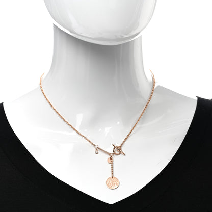 Hermes 18K Rose Gold Diamond PM Ex-Libris Pendant Necklace 2 of 5