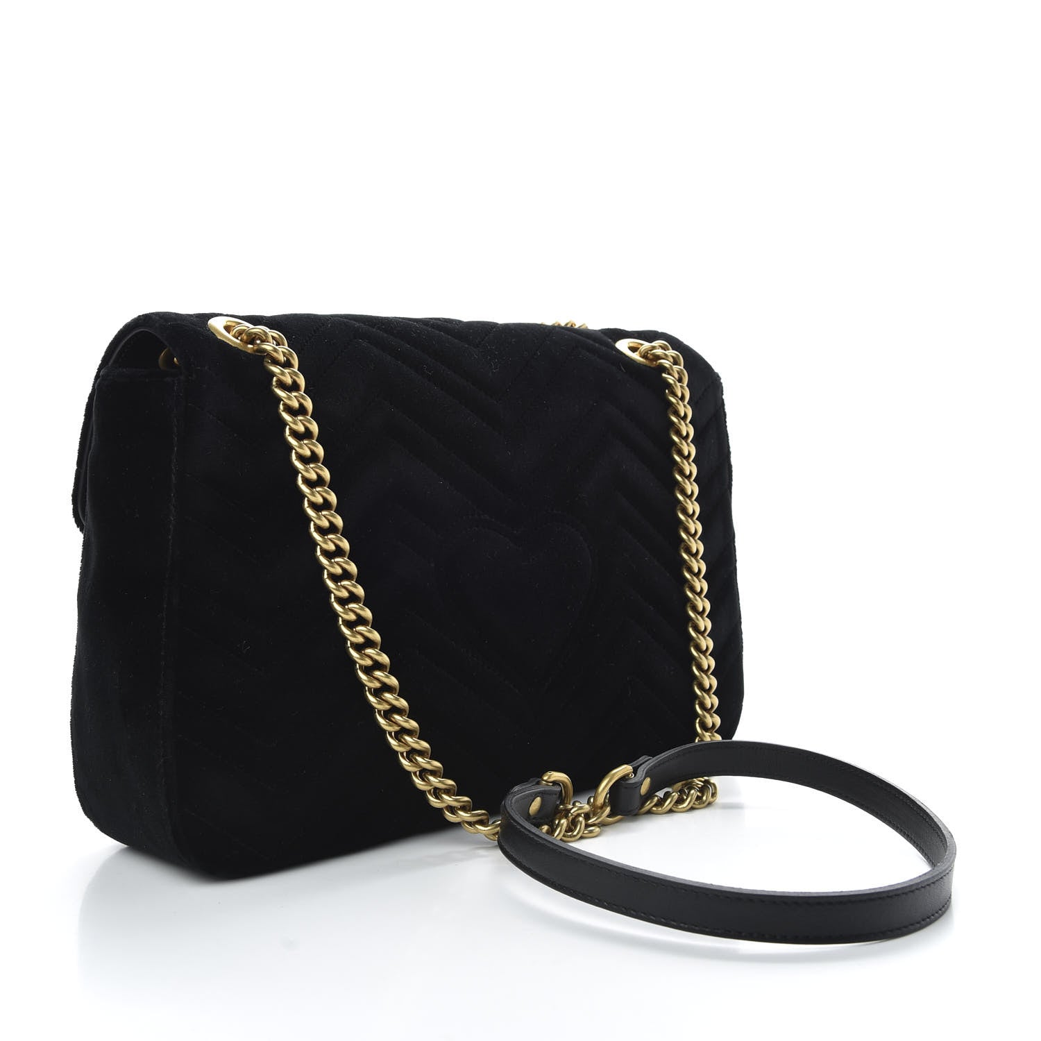 Gucci Velvet Matelasse Loved Embroidered Medium GG Marmont Shoulder Bag Black 3 of 10