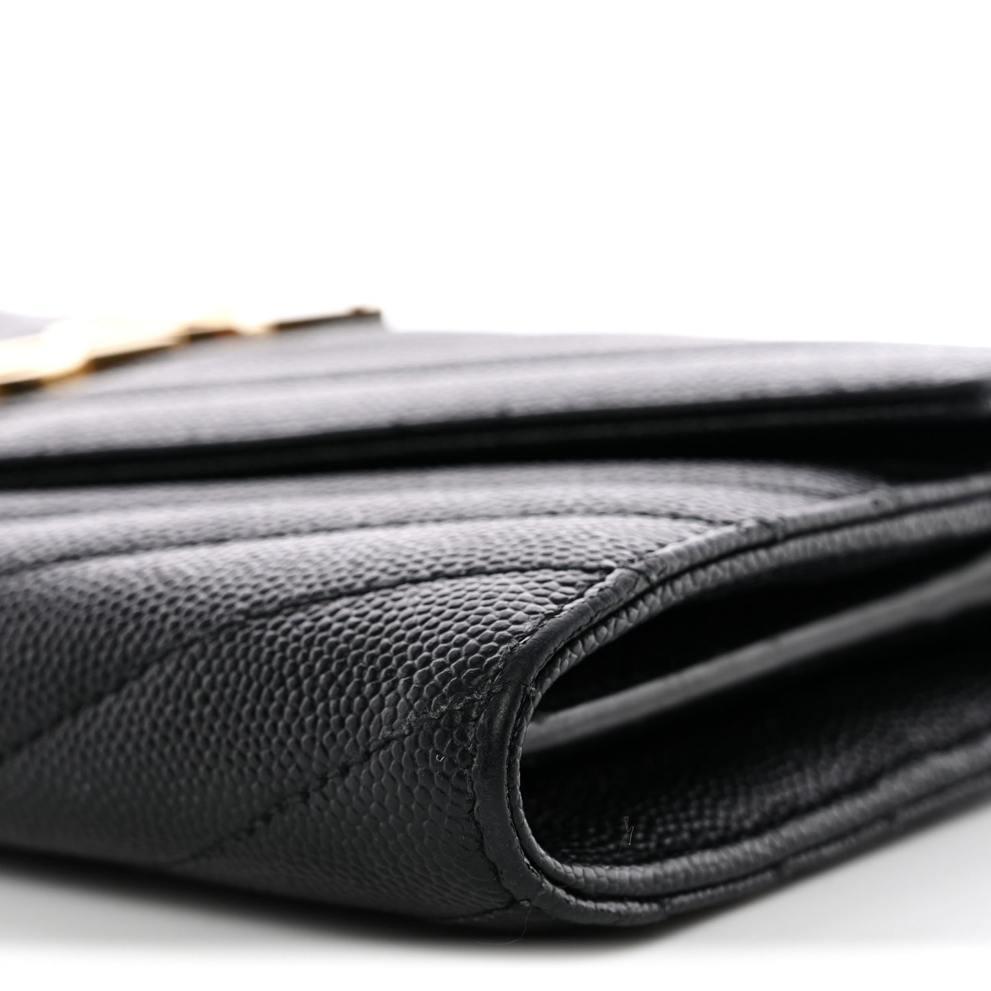 Grain De Poudre Matelasse Chevron Monogram Flap Wallet Black