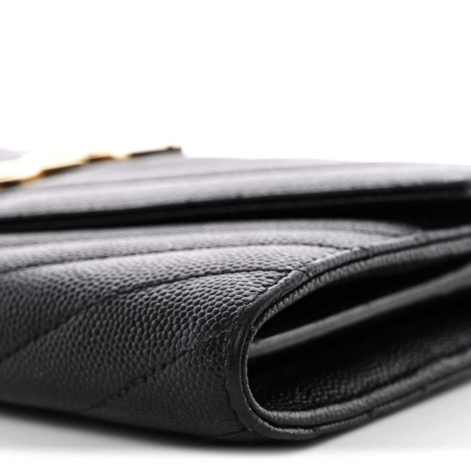 Saint Laurent Grain De Poudre Matelasse Chevron Monogram Flap Wallet Black 9 of 9