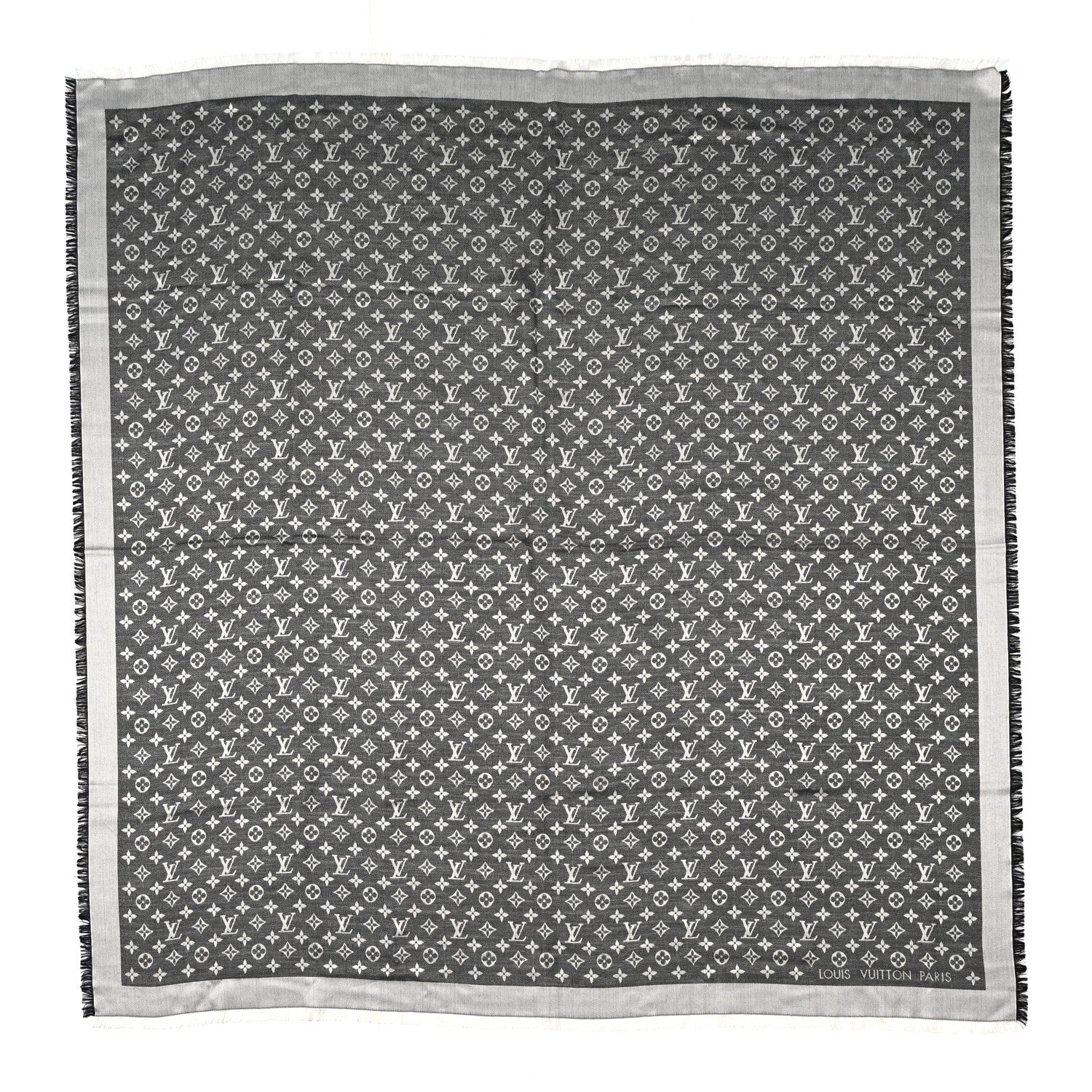 Louis Vuitton Silk Wool Monogram Denim Shawl Black 1 of 5