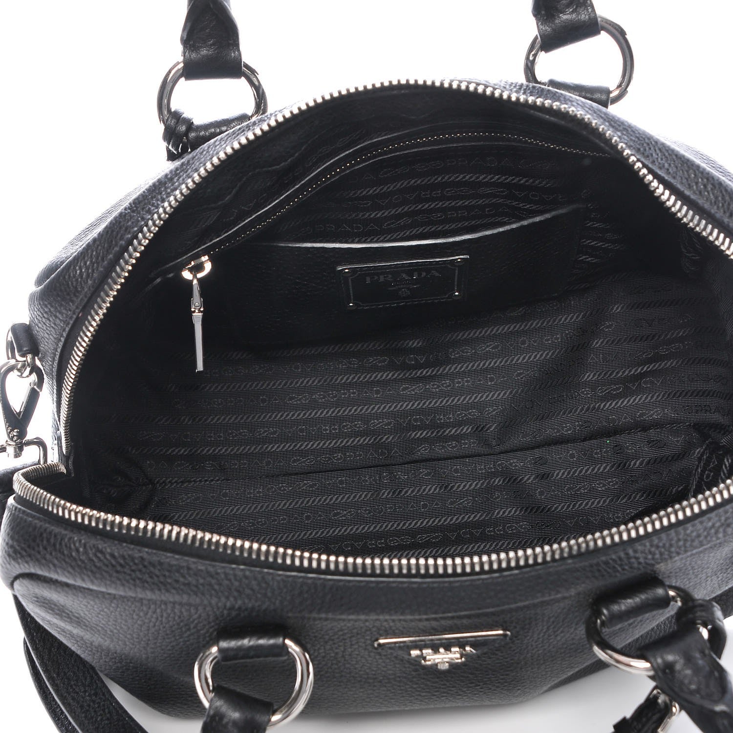 Prada Vitello Daino Satchel Black 6 of 9
