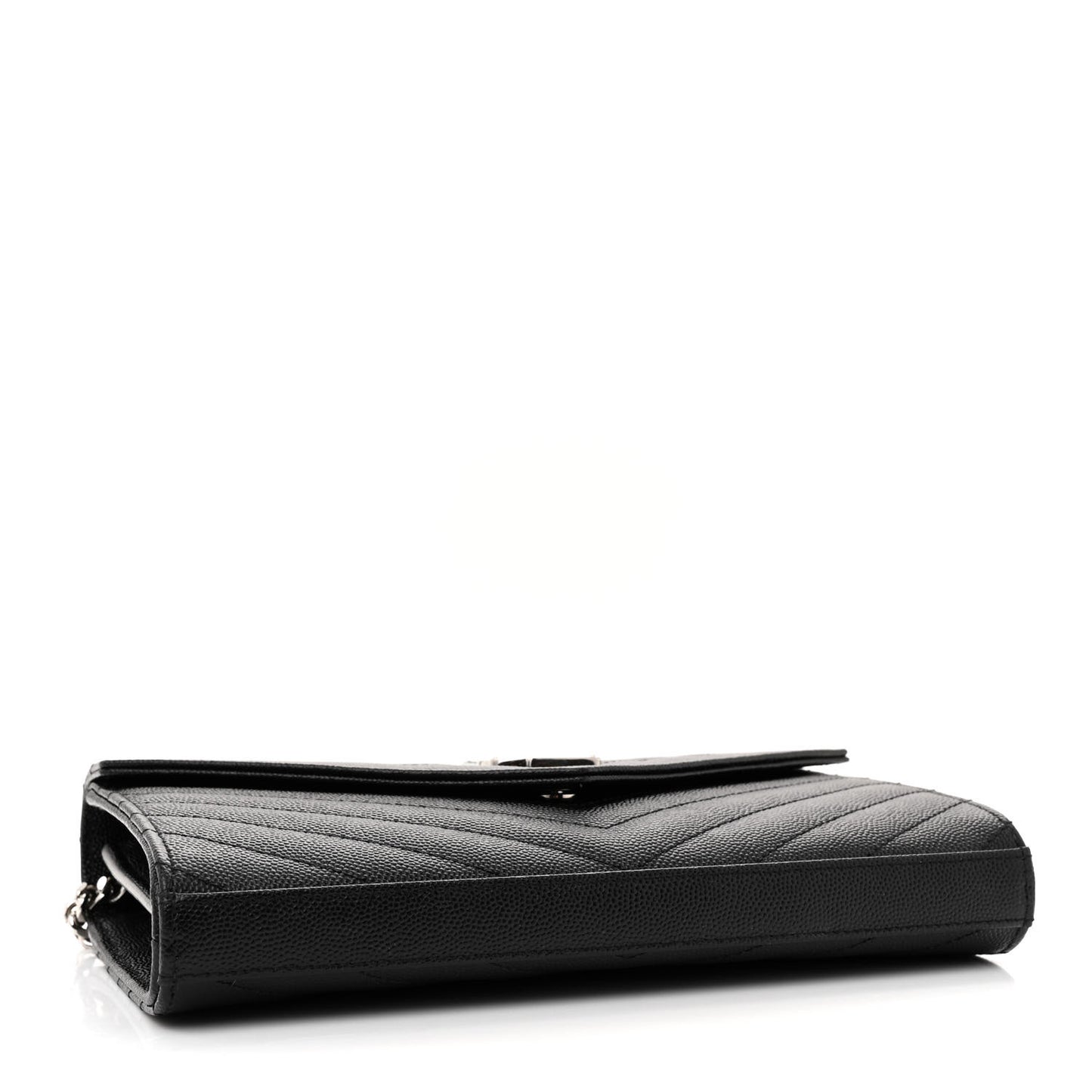 Grain De Poudre Matelasse Chevron Monogram Chain Wallet Black