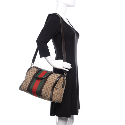 Gucci Monogram Vintage Web Medium Boston Dark Brown 3 of 19
