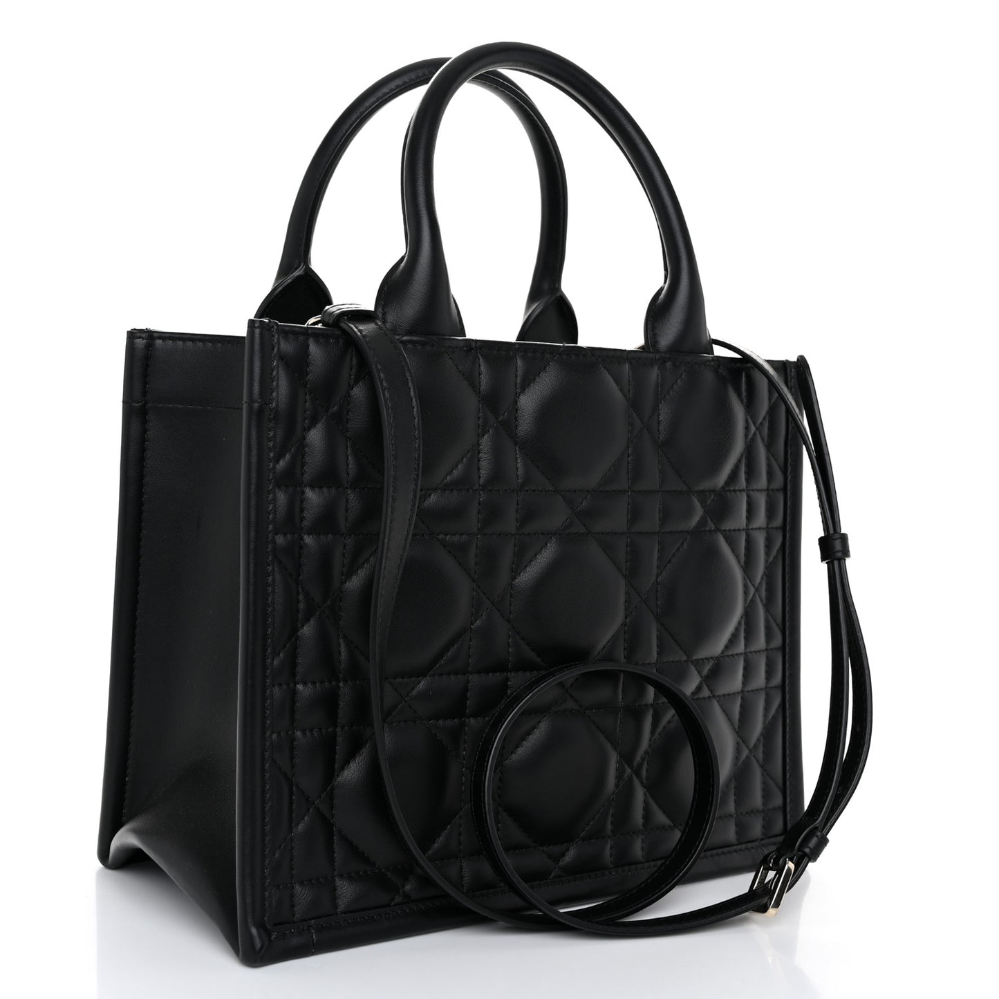 Calfskin Macro Cannage Small Book Tote Black