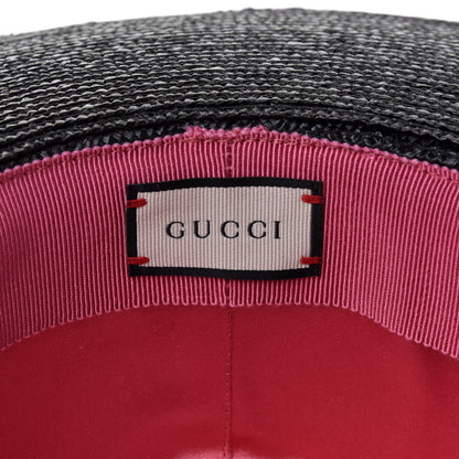 Gucci Straw Pearl Embellished Notte Hat M 57 Black 4 of 4