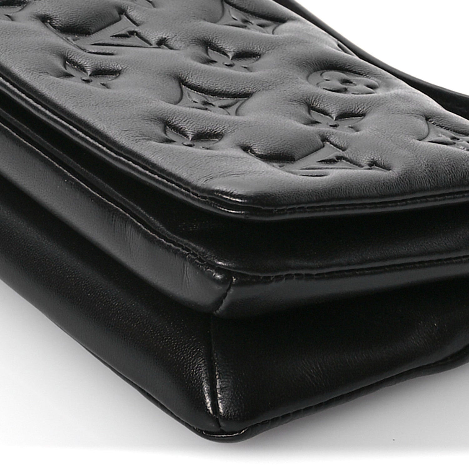 Louis Vuitton Lambskin Embossed Monogram Pochette Coussin Crossbody Black 9 of 10