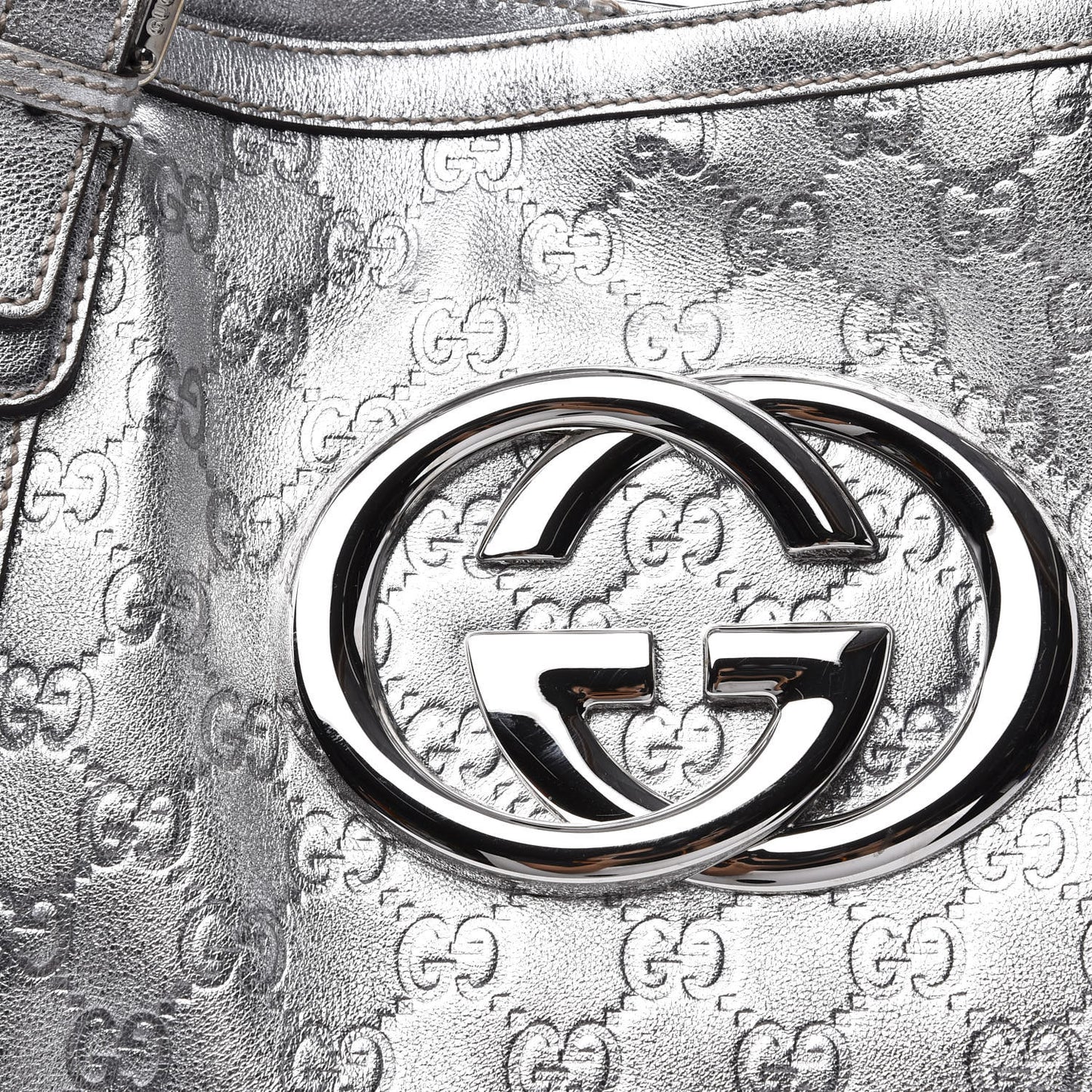 Metallic Guccissima Medium Britt Tote Silver