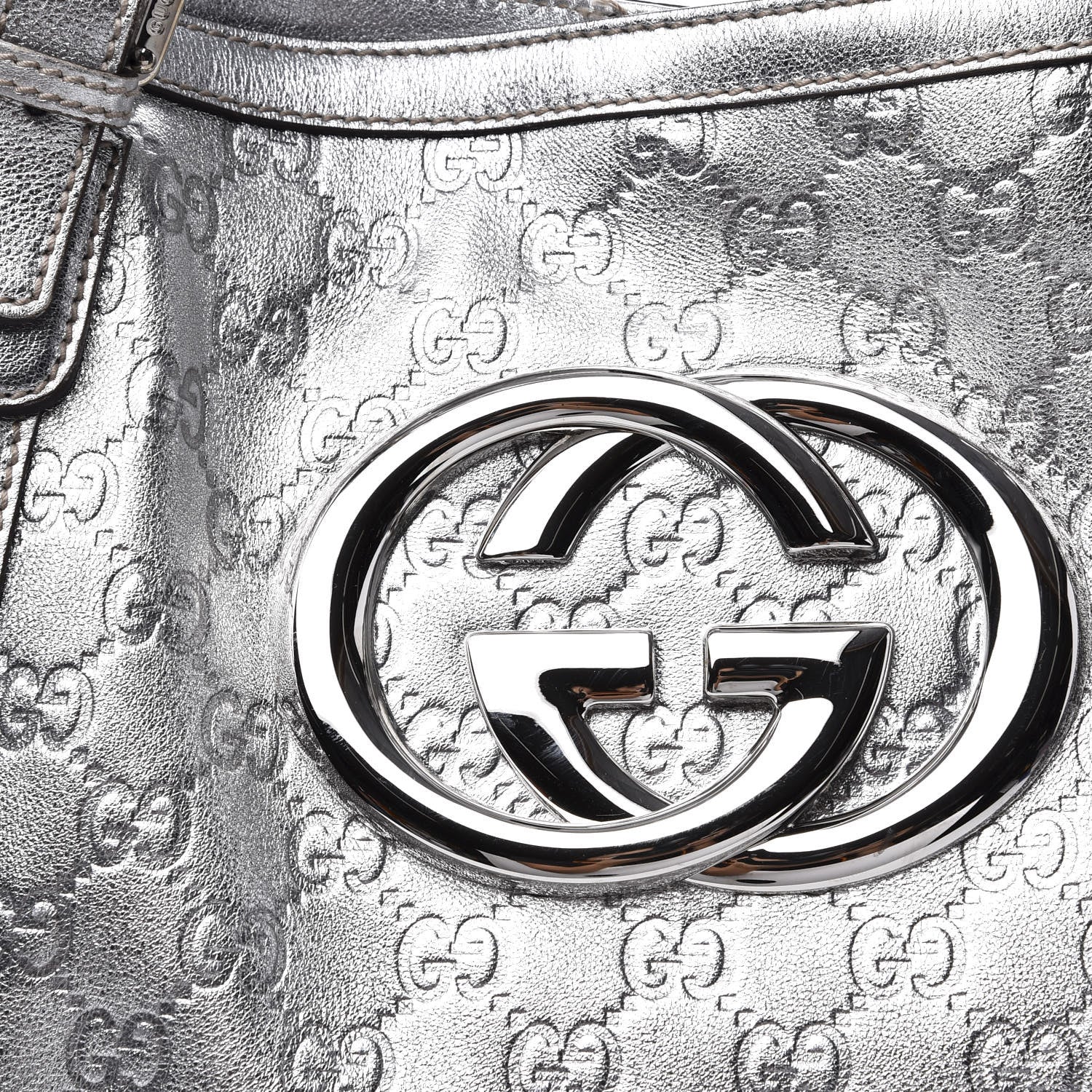 Gucci Metallic Guccissima Medium Britt Tote Silver 12 of 12