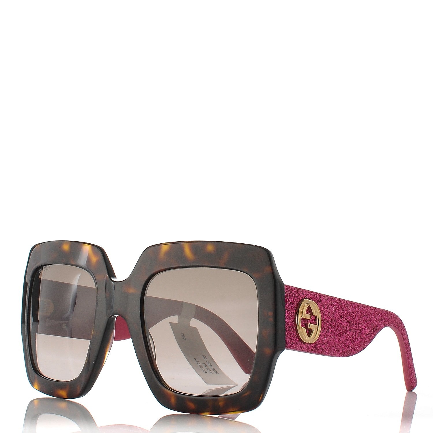 Gucci Square Frame GG0102S Sunglasses Glitter Pink Multi 1 of 7