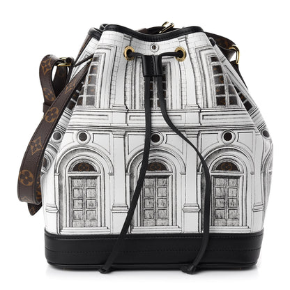Louis Vuitton X FORNASETTI Calfskin Architettura Noe MM Black White 1 of 8