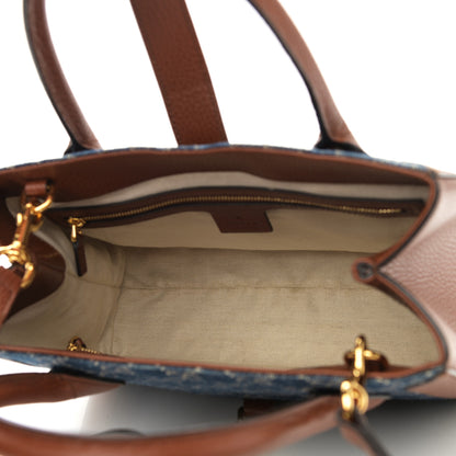 Gucci New Denim GG Monogram Dollar Calfskin Medium Jackie 1961 Tote Blue Tea Cuir Epilog 6 of 11