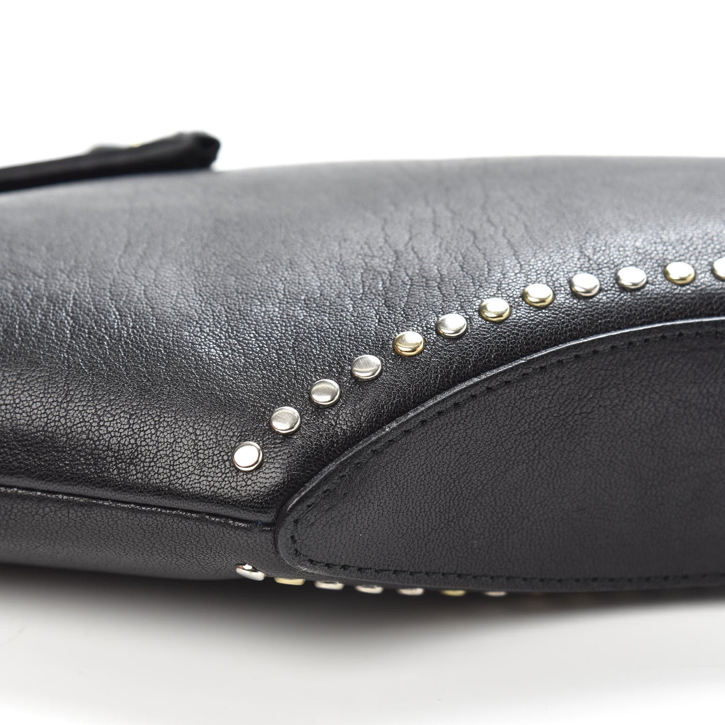 Calfskin Studded De Manta Clutch Black