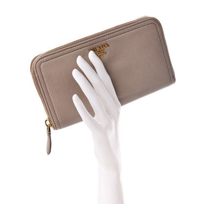 Prada Vitello Daino Zip Around Wallet Argilla 2 of 11