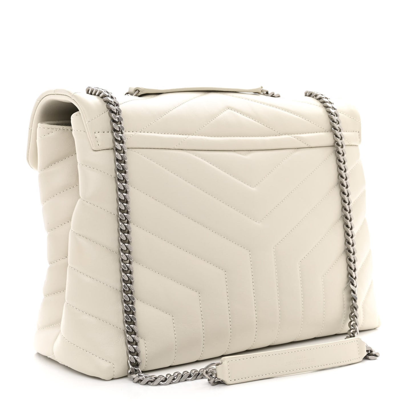 Calfskin Y Quilted Monogram Medium Loulou Chain Satchel Crema Soft
