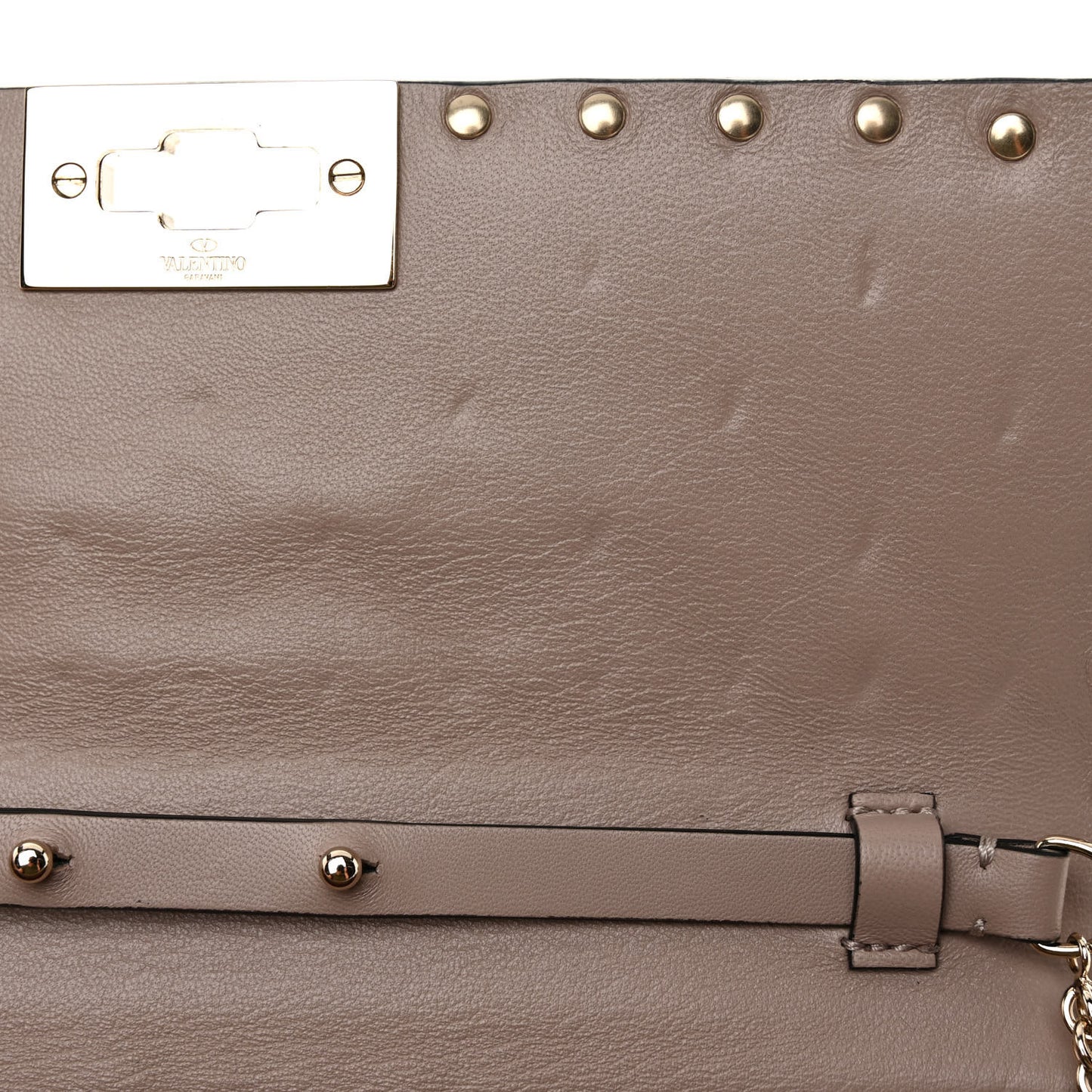 Lambskin Rockstud Spike Wallet on Chain Poudre