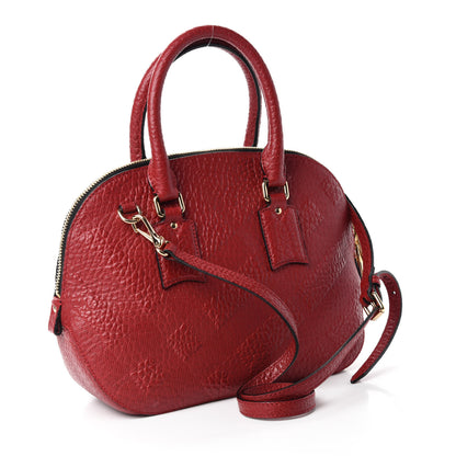 Burberry Heritage Grain Check Embossed Small Orchard Bowling Bag Military Red 3 of 11