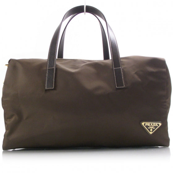 Nylon Large Bowler Tote Brown