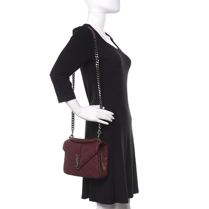 Saint Laurent Calfskin Matelasse Diamond Quilted Monogram Medium College Bag Bordeaux 2 of 13
